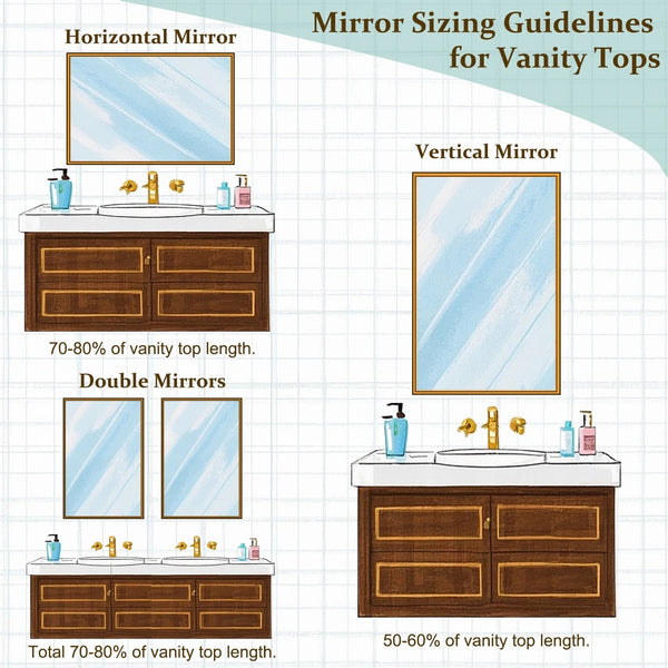 38"X26" Rectangular Bathroom Mirror Round-Edged Wall Mounted Mirror