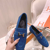 Hermès Grey Bow-Detail Flats - Angled View