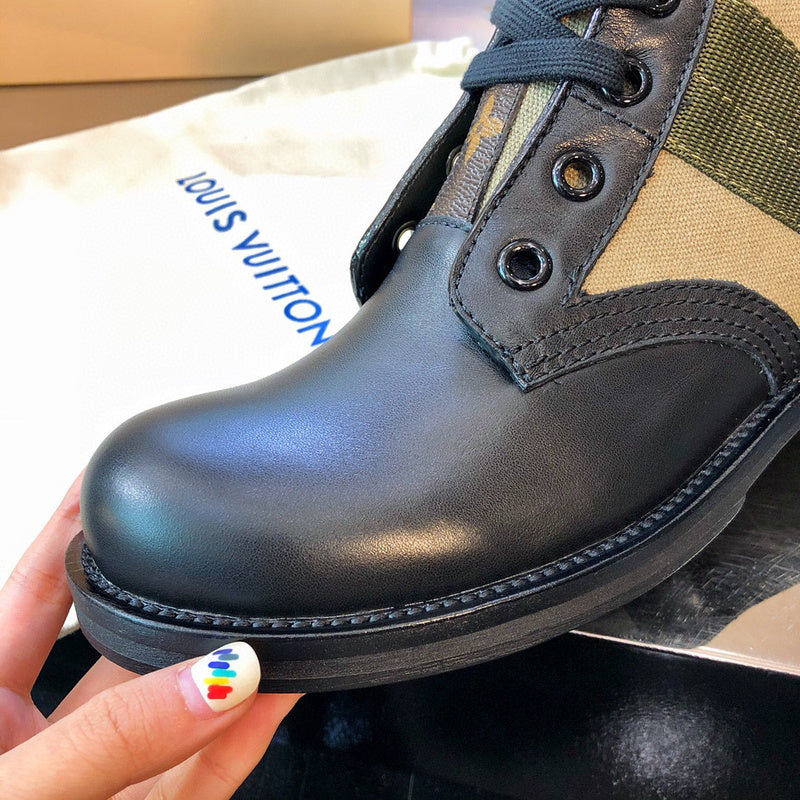 Close-up of Louis Vuitton shoes craftsmanship