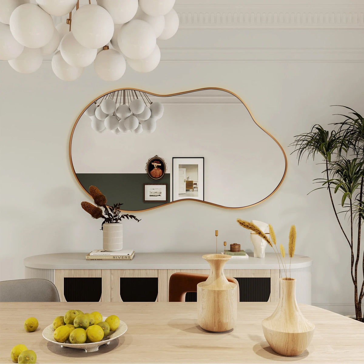 Irregular Wall Mirror 46"X26" Cloud Shaped Mirrors for Bathroom