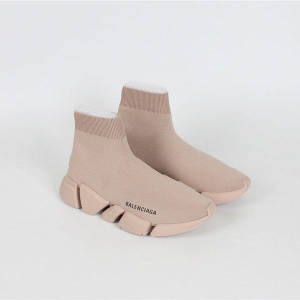 Balenciaga Red Knee-High Boots - Angled View