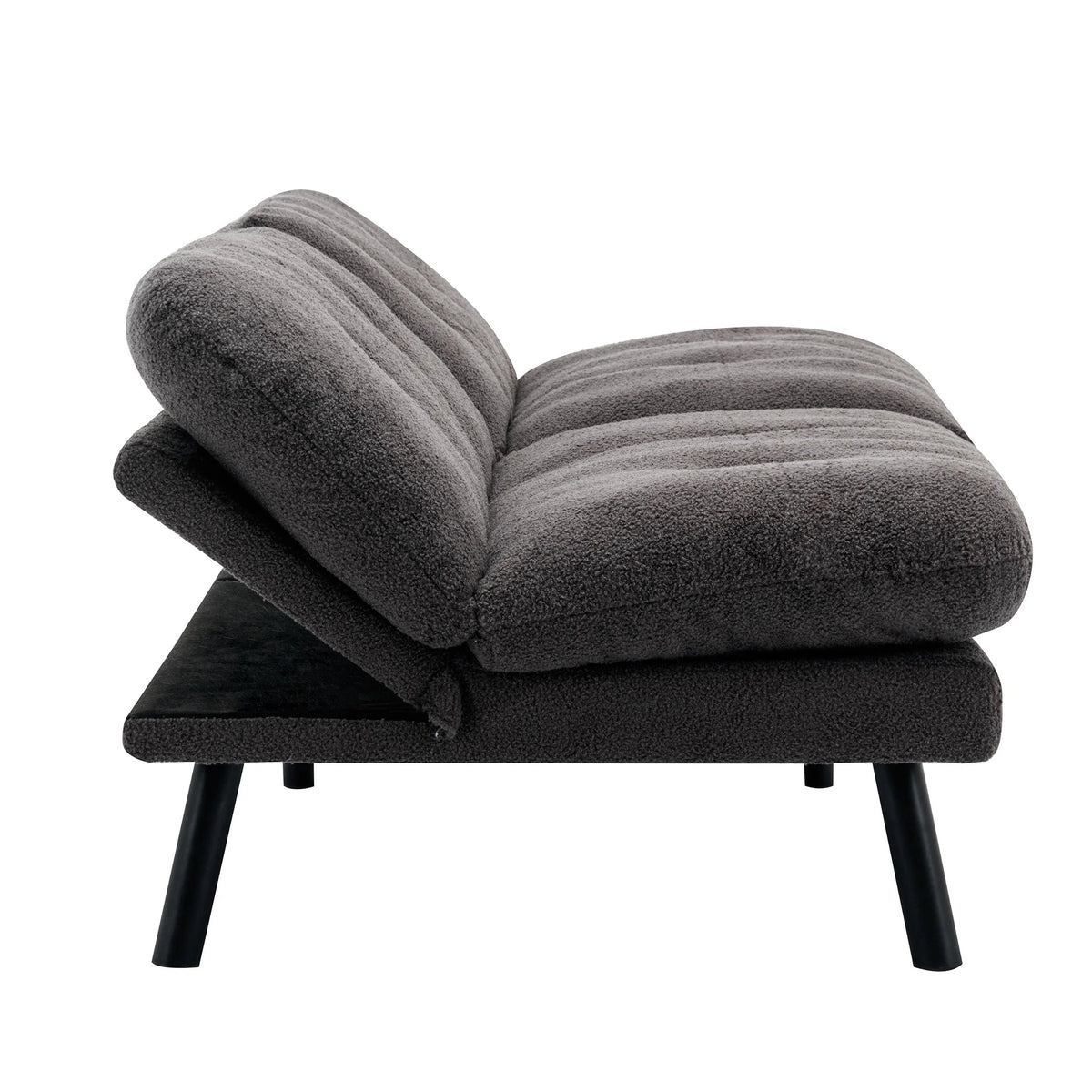Camden Cozy Futon, Charcoal Boucle Fabric