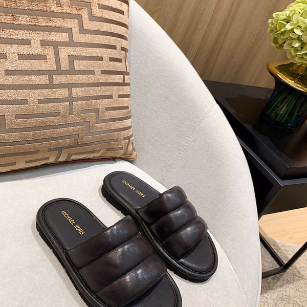 Balenciaga Nude Block Heel Sandals - Angled View