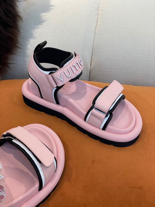 Louis Vuitton Nude Block Heel Pumps - Side Profile View