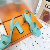 Hermès Beige Slide Sandals - Close-Up Texture View