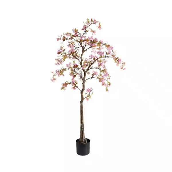 4.6 Ft. Artificial Trees, Realistic Potted Silk Begonia Flower Tree