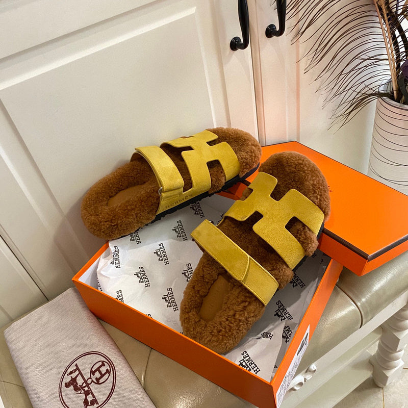 Hermès Burgundy Flat Thong Sandals - Lifestyle Styling Shot