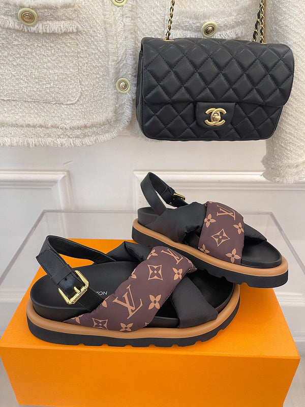 Louis Vuitton Beige Block Heel Pumps - Back View