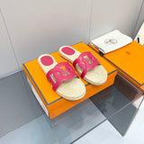 Hermes sandals Style 198 - front view, iconic logo design