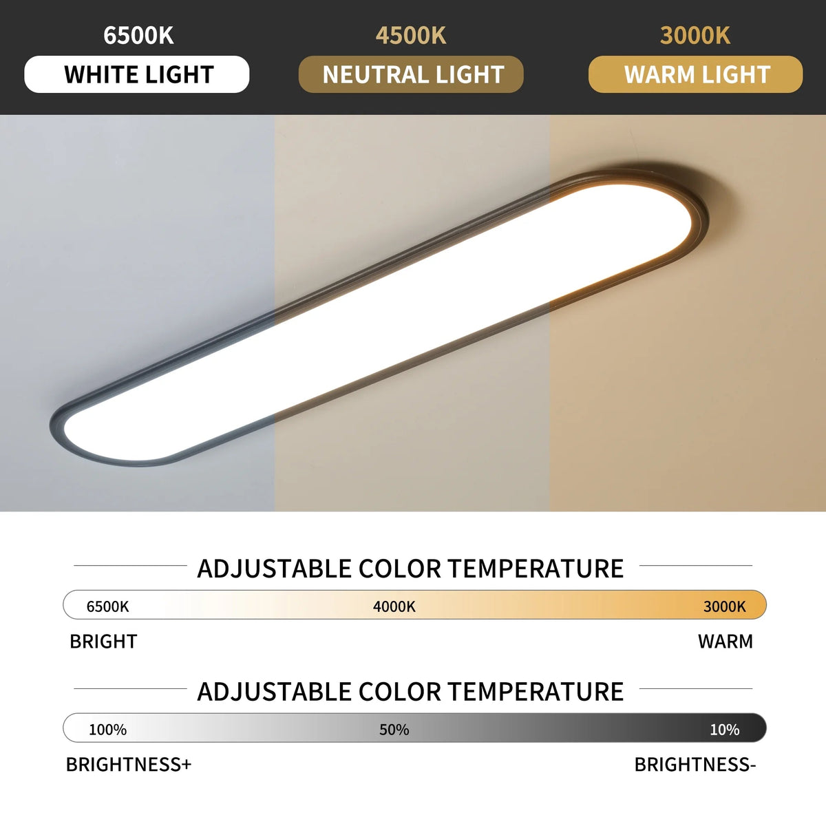 Modern Linear Ceiling Lights,48W Dimmable LED Ceiling Lamp