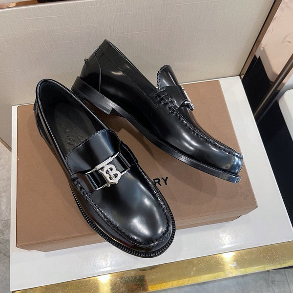 Burberry Black Block Heel Pumps - Angled View