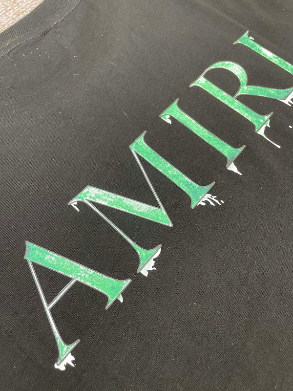 Close-up of Amiri t-shirt craftsmanship