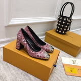 Louis Vuitton Tan Block Heel Pumps - Front View