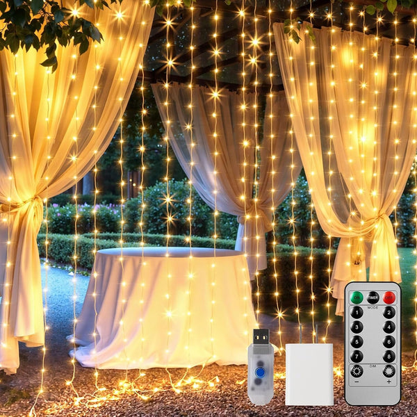 300 LED Curtain String Lights, 9.8 FT Hanging Fairy Lights