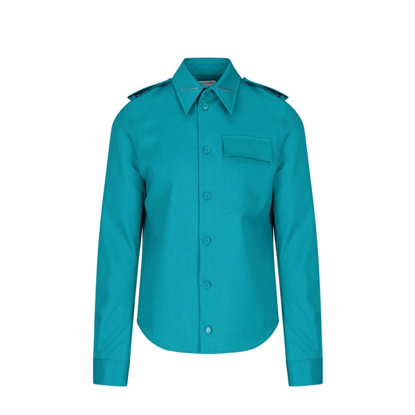 Bottega Veneta Tops? Bottega Veneta Grain De Poudre Wool Shirt Men Premium Designer Casual Top