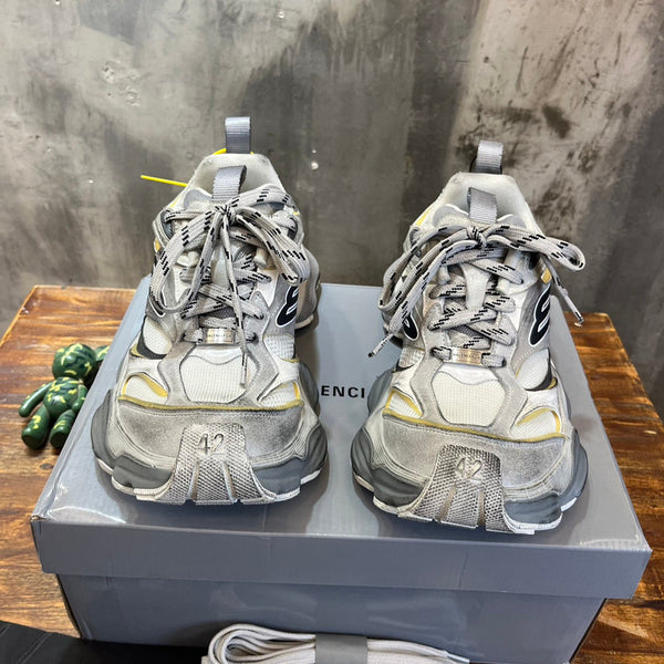 Balenciaga White Combat Boots - Side Profile View