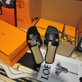 Hermès Tan Slide Sandals - Sole Detail View