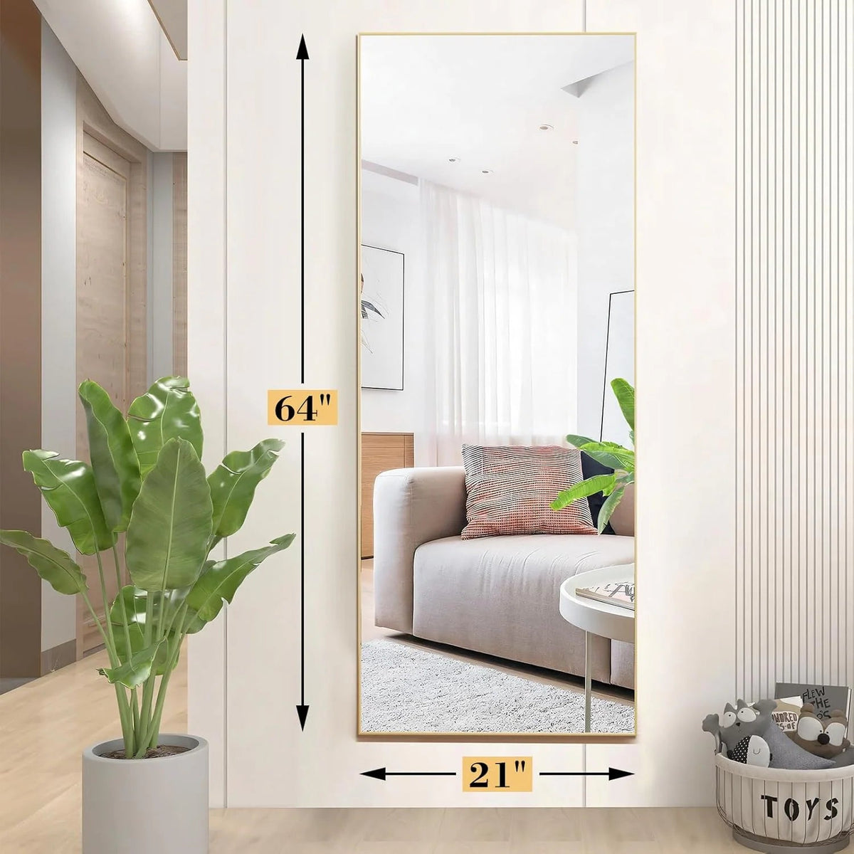 Full Length Mirror with Stand, Floor Mirror with Frame