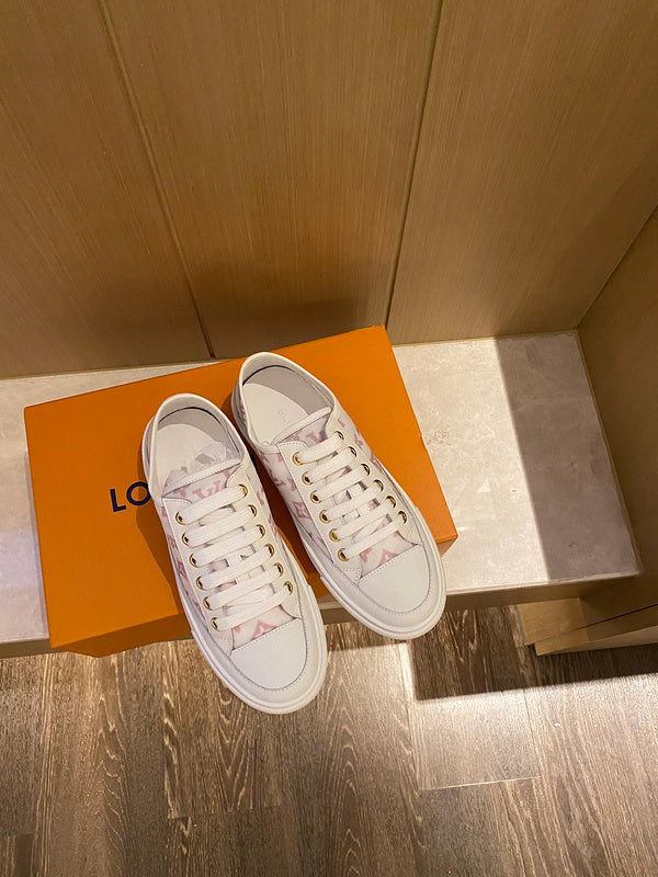Louis Vuitton Tan Block Heel Pumps - Lifestyle Styling Shot