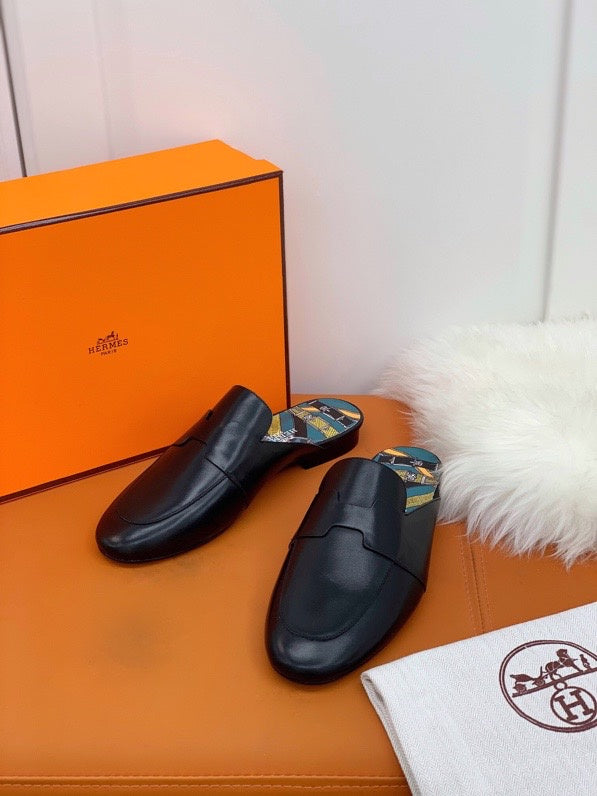 Hermès Black Loafer Flats - Studio Shot