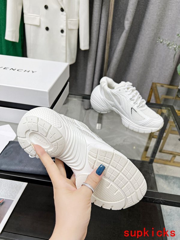 Givenchy White Chunky Platform Sneakers - Close-Up Texture View
