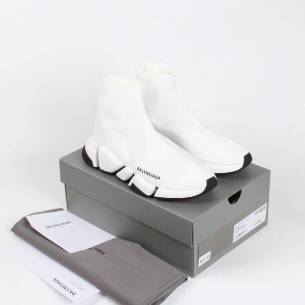Balenciaga White Chunky Platform Sneakers - Side Profile View