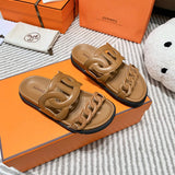Hermès Grey Ankle Strap Sandals - Toe Detail View