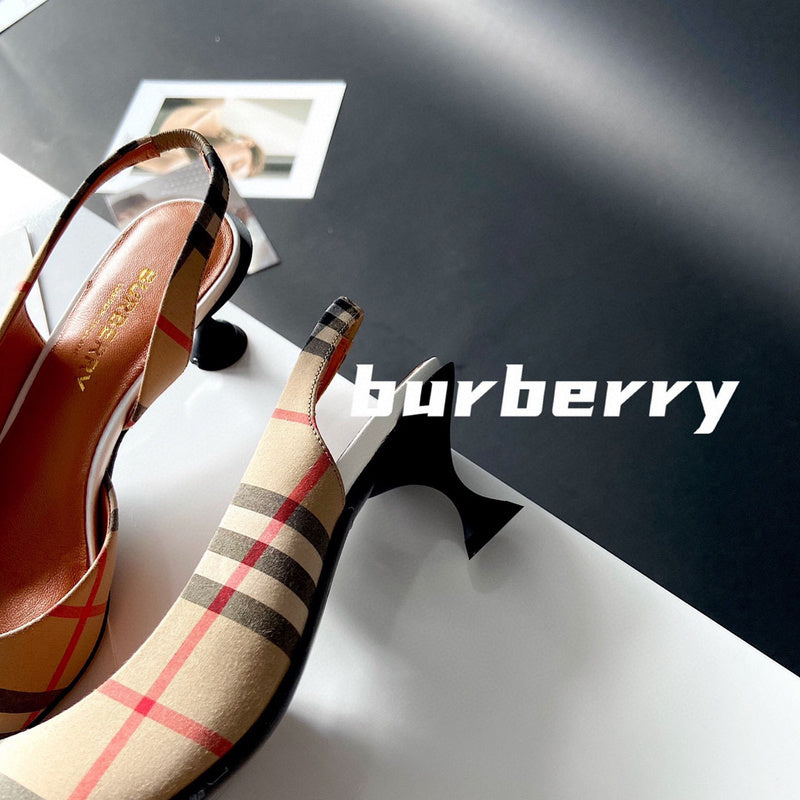Burberry Red Slingback Heels - Heel Detail View