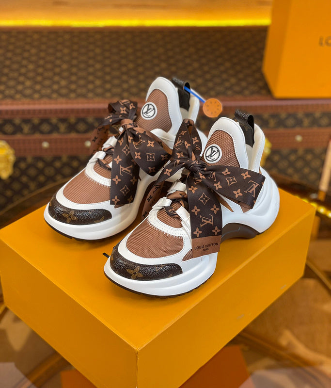 Louis Vuitton Chocolate Brown Chunky Platform Sneakers - Sole Detail View