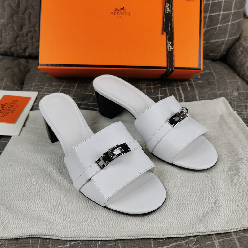 Hermès Grey Platform Sandals - Lifestyle Styling Shot