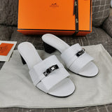 Hermès Grey Platform Sandals - Lifestyle Styling Shot