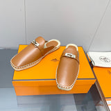 Hermès Black Block Heel Sandals - Back View
