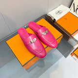 Hermès White Block Heel Sandals - Side Profile View