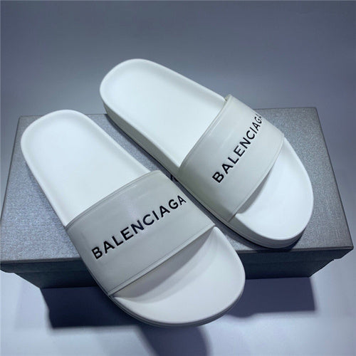 Balenciaga Grey Slide Sandals - Toe Detail View