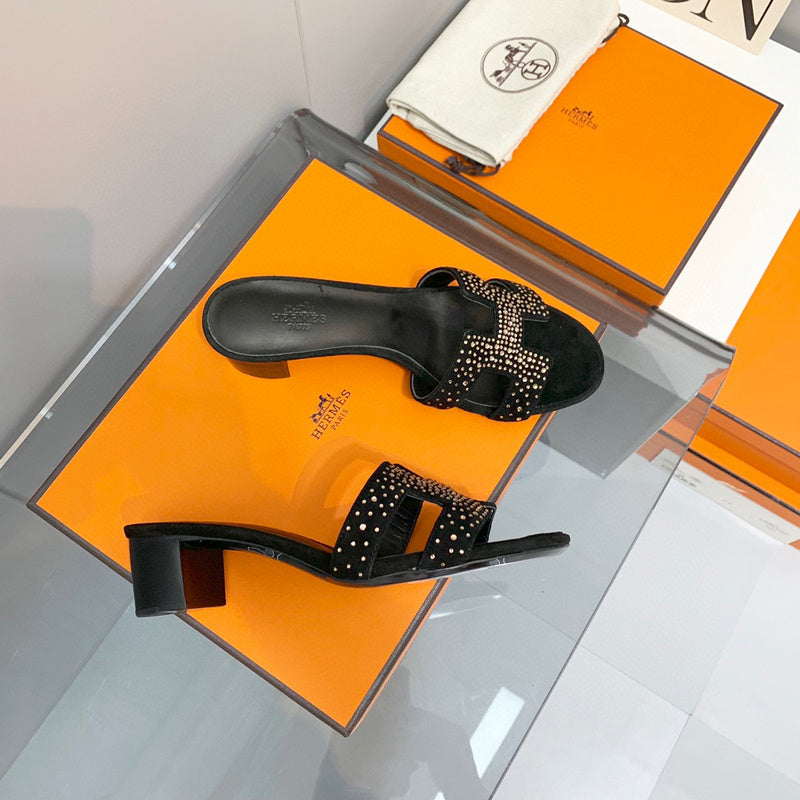 Hermès Black Ankle Strap Sandals - Sole Detail View