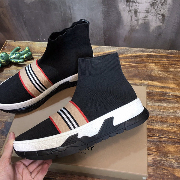 Burberry Burgundy High-Top Sneakers - Sole Detail View