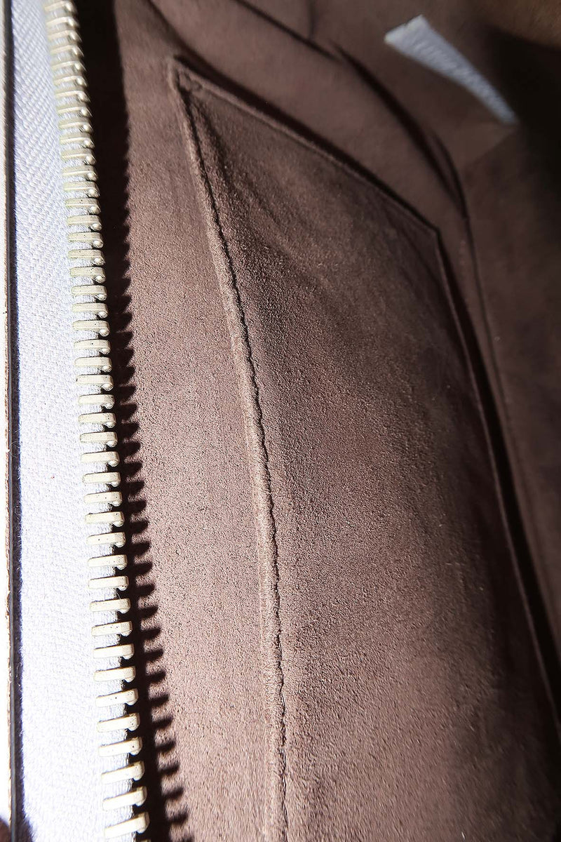 Close-up of DotCom bags hardware and fine stitching