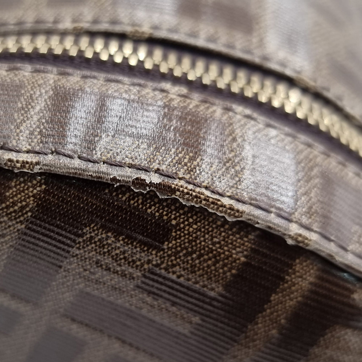 Close-up of Fendi bags hardware and fine stitching