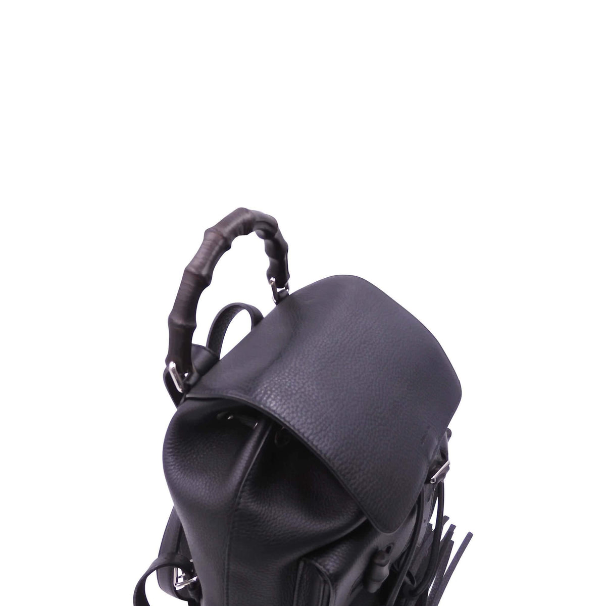Close-up of Bamboo bags hardware and fine stitching