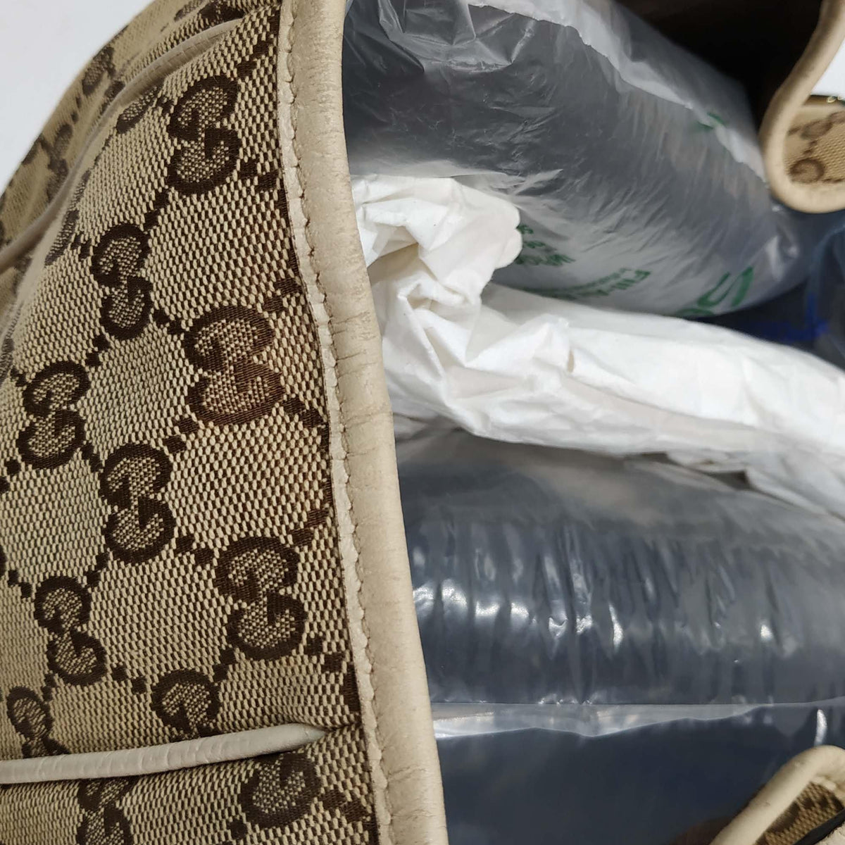 Close-up of GG bags hardware and fine stitching