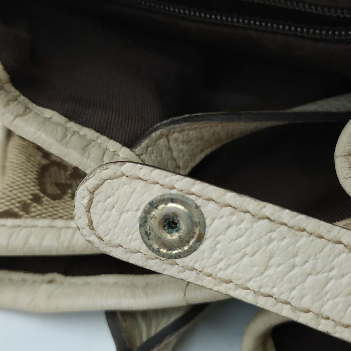 Close-up of GG bags hardware and fine stitching
