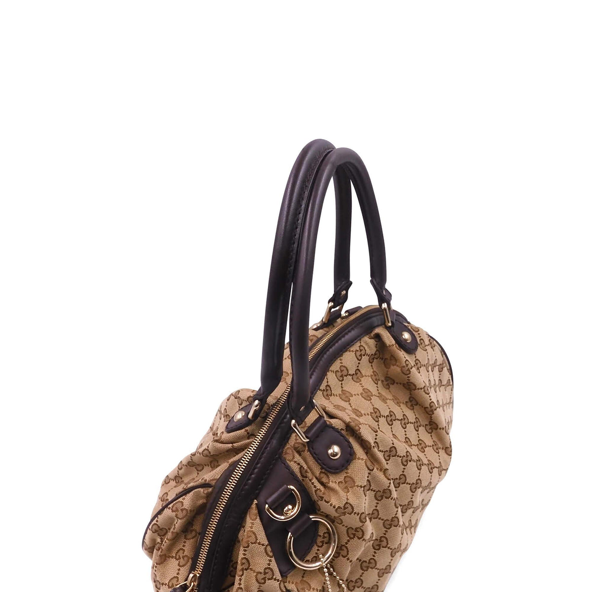 Close-up of GG bags hardware and fine stitching