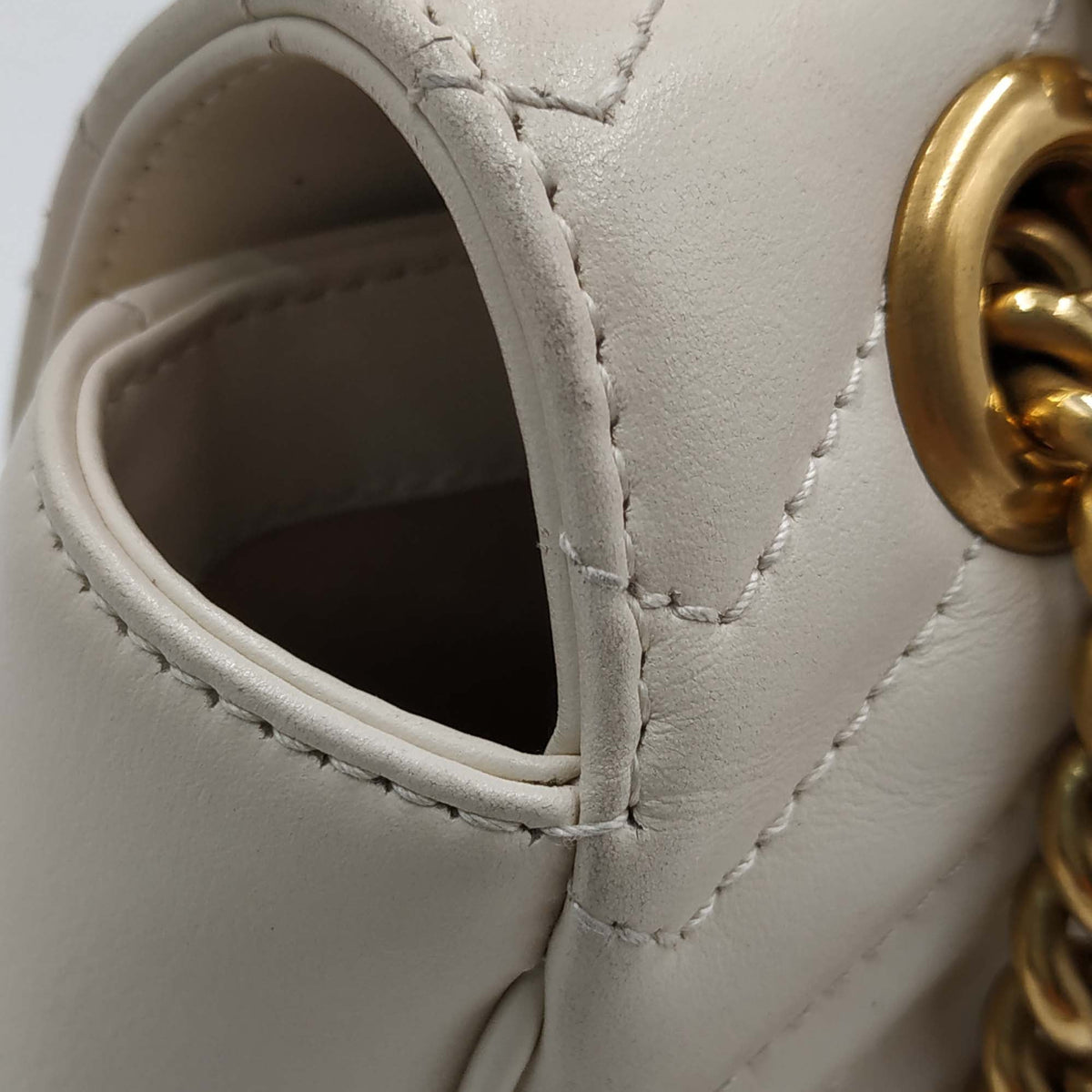 Close-up of GG bags hardware and fine stitching
