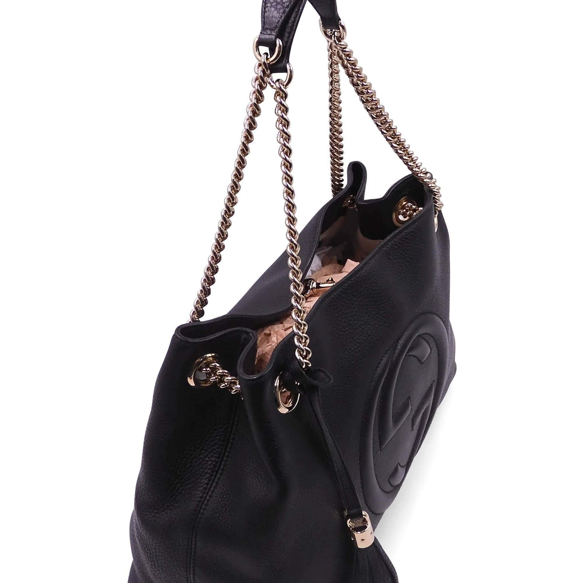 Close-up of Medium bags hardware and fine stitching