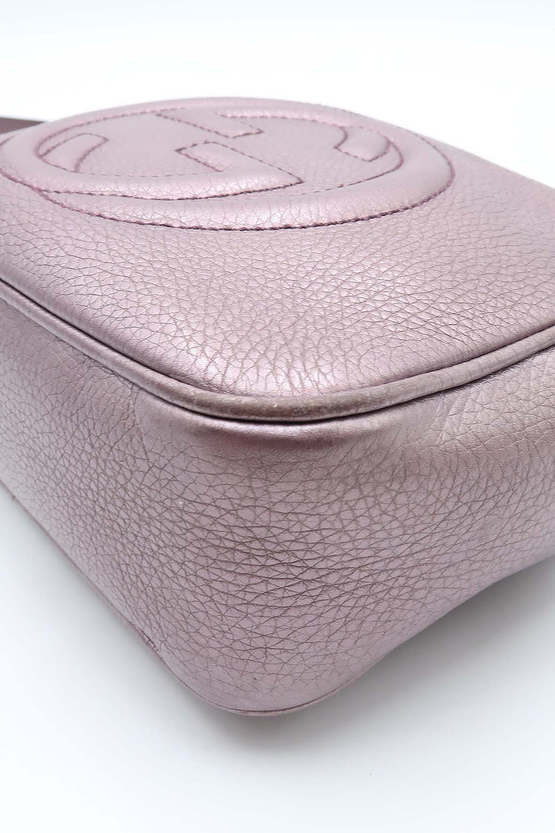 Close-up of Metallic bags hardware and fine stitching