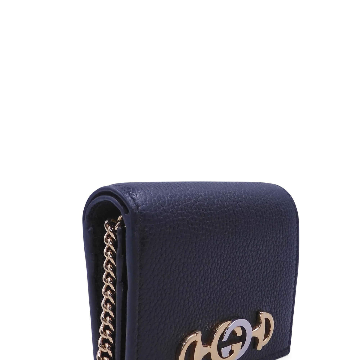 Gucci Wallets? Gucci Zumi Card Case Wallet on Chain Black Premium Leather Designer Wallet