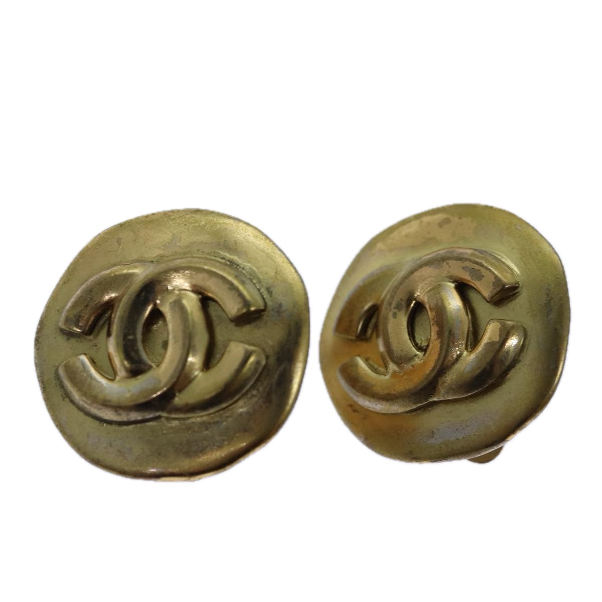 Chanel Jewellery? Chanel COCO Mark Earring metal Gold Auth hk1464 Luxury Designer Statement Jewellery