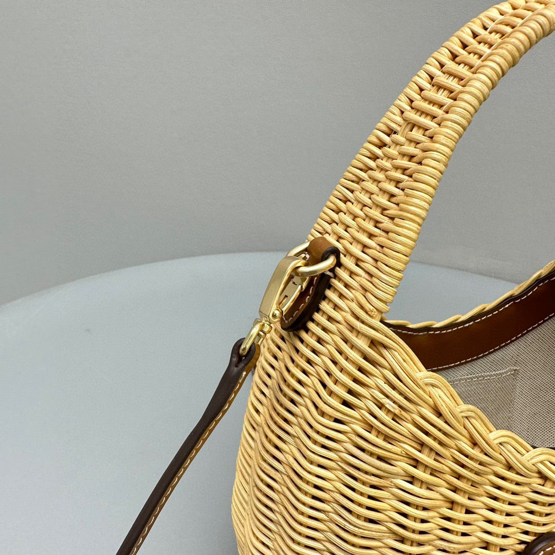 Wallets? Miu M Wander Wicker Hobo Bag Compact Luxury Card Wallet