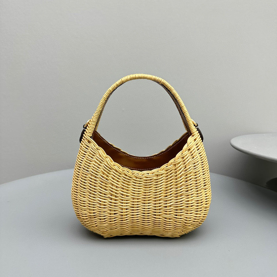 Wallets? Miu M Wander Wicker Hobo Bag Compact Luxury Card Wallet