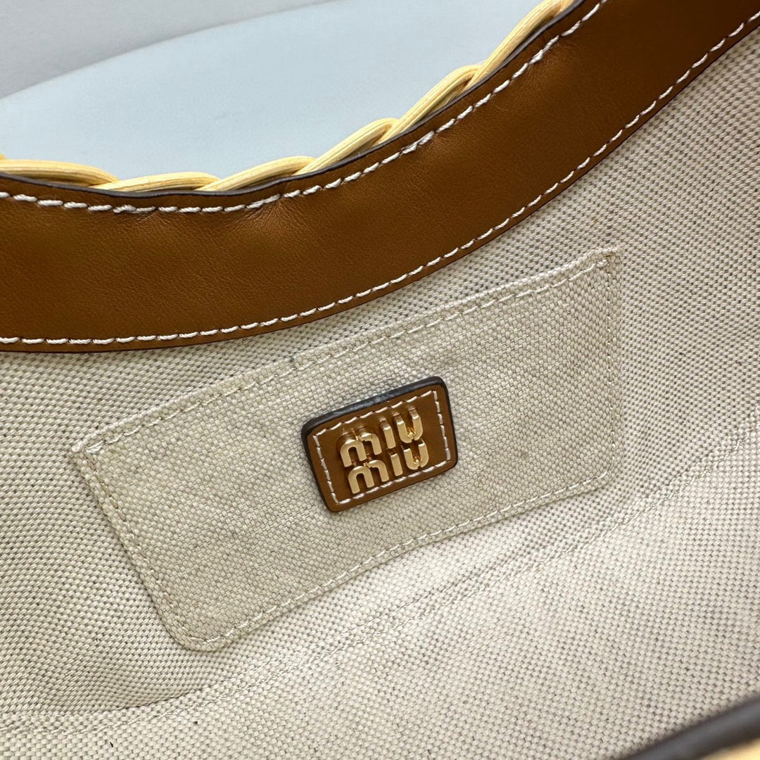 Wallets? Miu M Wander Wicker Hobo Bag Compact Luxury Card Wallet